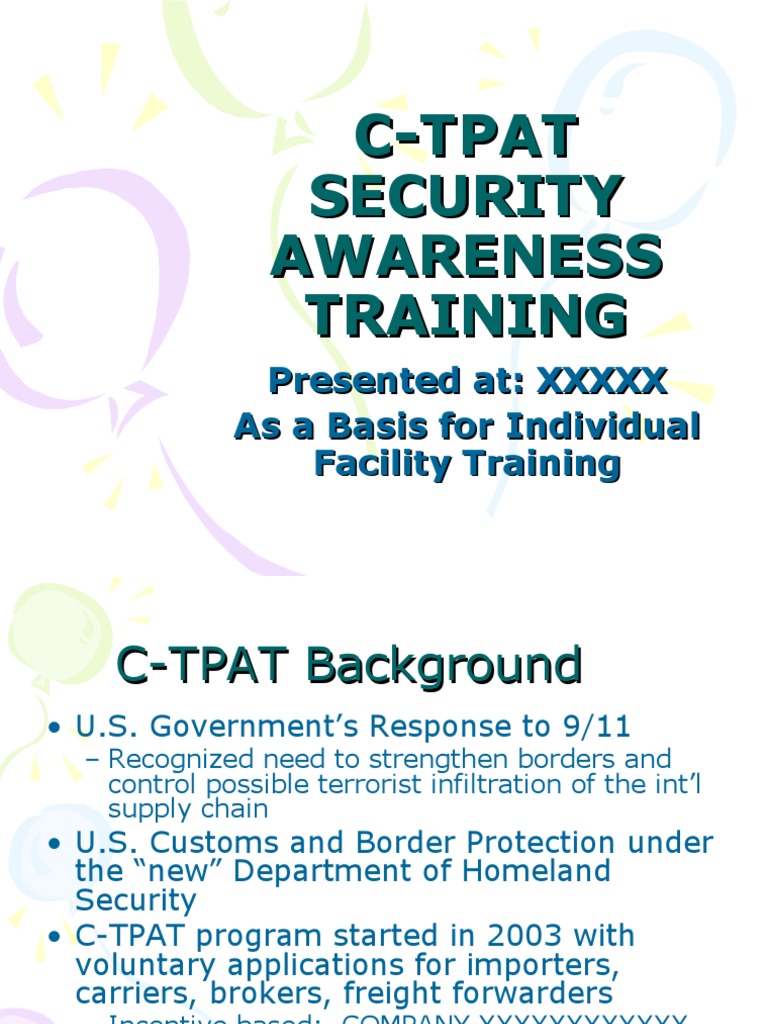 C-Tpat Security Awareness Training | PDF | Cargo | U.S. Customs And ...