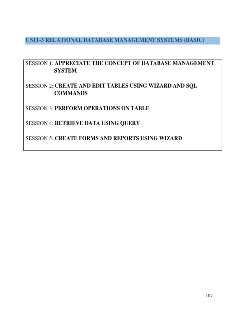 Unit-3 Relational Database Management Systems (Basic) | PDF ...