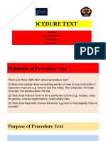 Procedure Text: Teacher: Dadis Sumadi Alam Class Level: 9th Grader