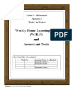 Weekly Home Learning Plan (WHLP) and Assessment Tools: Grade 9 - Mathematics