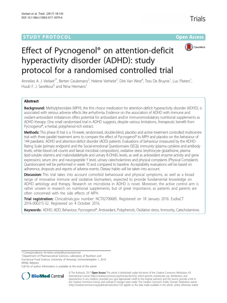 Effect of Pycnogenol® On AttentionDeficit Hyperactivity Disorder (ADHD