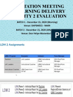 Orientation Meeting On Learning Delivery Modality 2 Evaluation