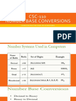 CSC-110 Number Base Conversions: Course Instructor: Engr. Dr. Rizwan Iqbal