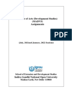 Master of Arts (Development Studies) (Madvs) Assignments: Indira Gandhi National Open University