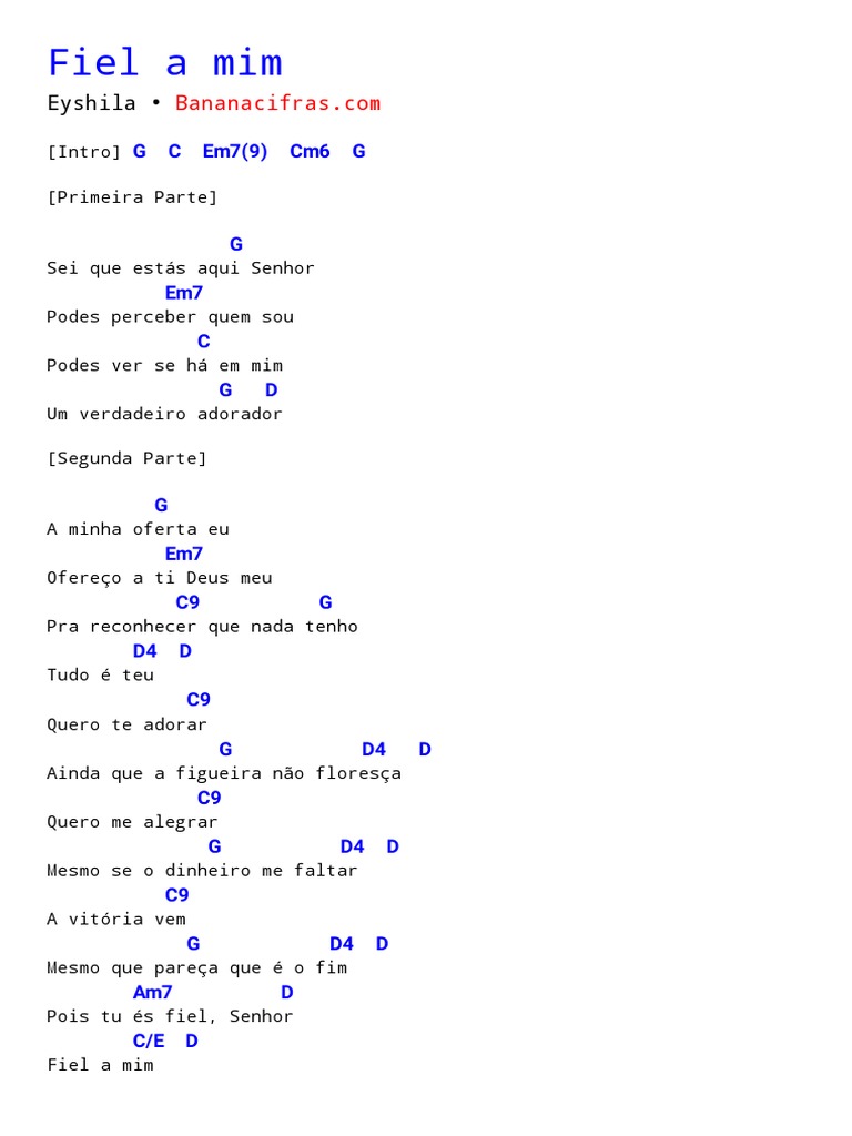 Fiel a Mim - Eyshila (Letra e Cifras) | PDF