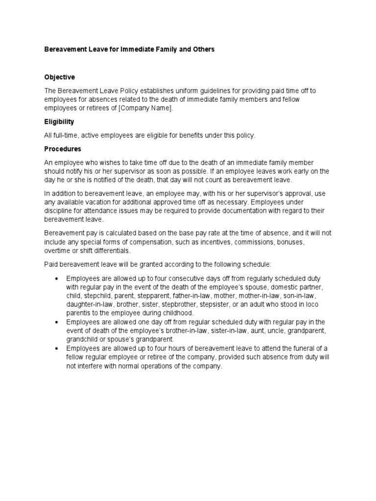 Bereavement Leave Policy PDF