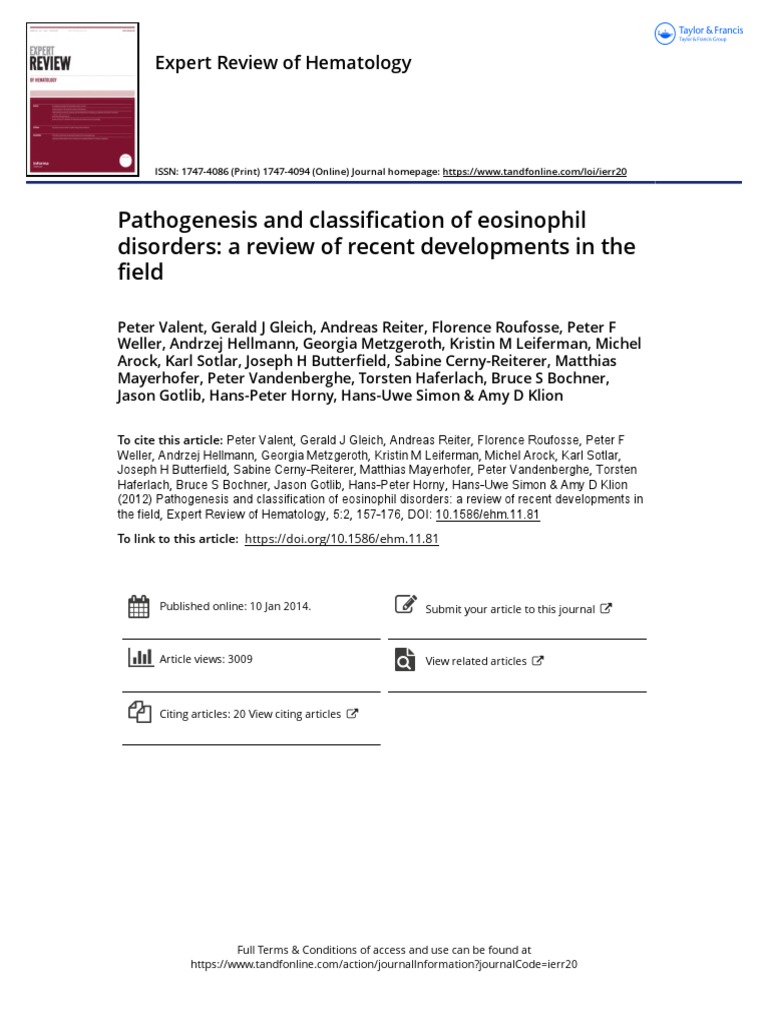 Pathogenesis and Classification of Eosinophil Disorders A Review of ...