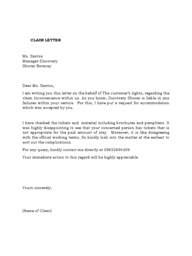 Claim Letter and Letter of Adjustment | PDF
