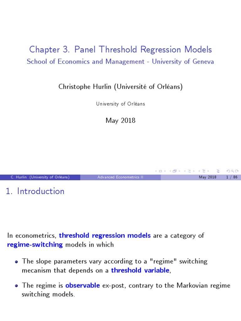 Panel Threshold Regression Models | PDF | Regression Analysis ...