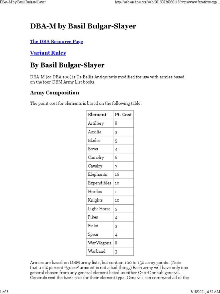 DBA-M Army Composition Guide | PDF