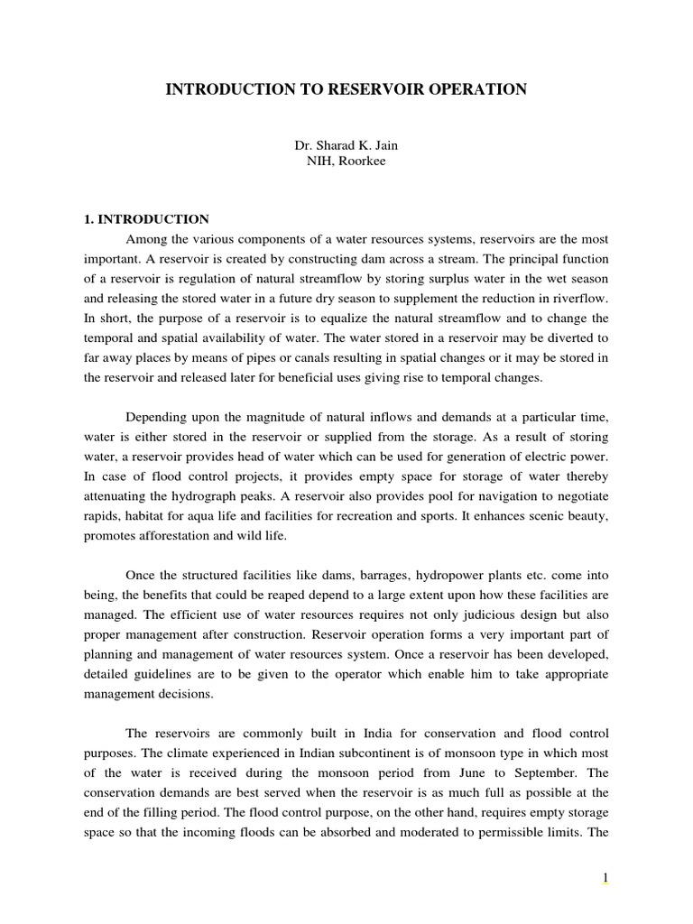 Reservoir Operation and Management Guide | PDF | Mathematical ...