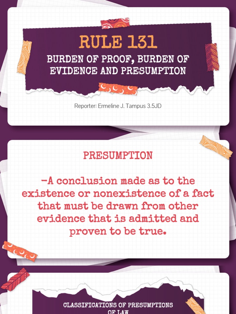 Legal Presumptions Explained | PDF | Deposition (Law) | Burden Of Proof ...