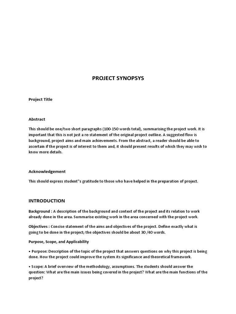 Synopsis Project | PDF | Software | System