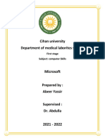 Cihan University Department of Medical Laborites Science: Microsoft