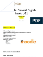 Module: General English Level: UG1: Semester One Session 1 Taban Omar