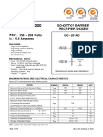 SB5150 SB5200: Schottky Barrier Rectifier Diodes PRV: 150 200 Volts I: 5.0 Amperes