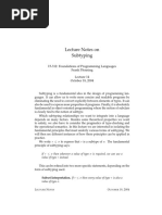 Lecture Notes On Subtyping: 15-312: Foundations of Programming Languages Frank Pfenning October 19, 2004