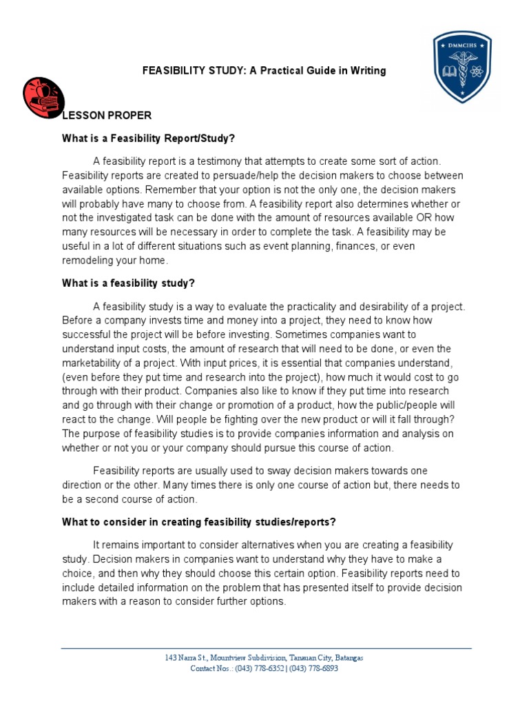 Writing a Feasibility Study Guide | PDF | Feasibility Study ...