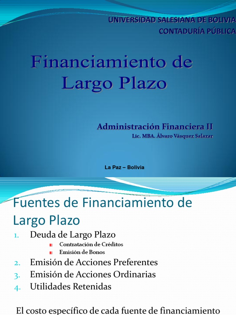 Capítulo IV Financiamiento de Largo Plazo | PDF | Compartir (Finanzas ...