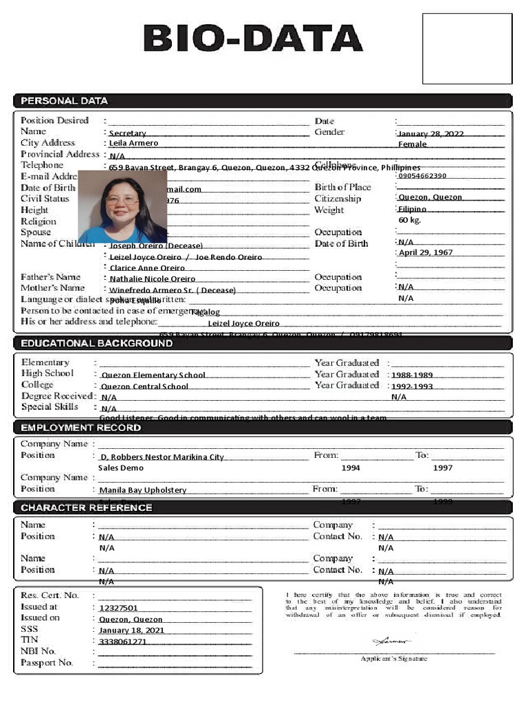 Bio-Data 104148 | PDF