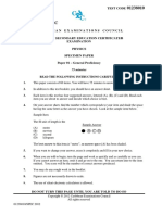 2012 CSEC Physics Specimen P1