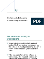 Creativity: Fostering & Enhancing It Within Organizations