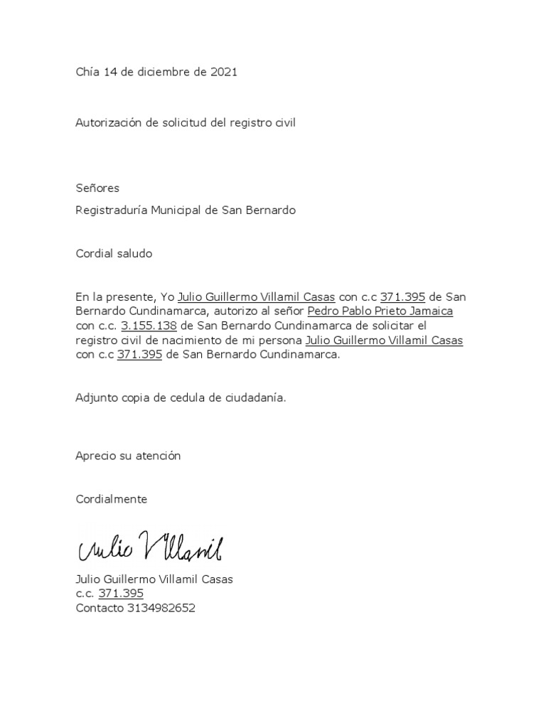Solicitud de Registro Civil | PDF