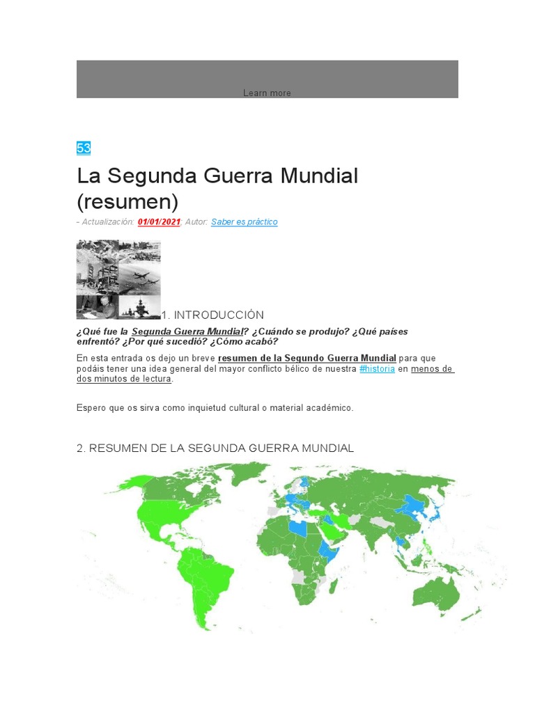 A Brief Summary of World War II Causes, Events, and Consequences PDF