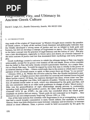 PITTY AND FORGIVENESS IN ANCIENT GREECE