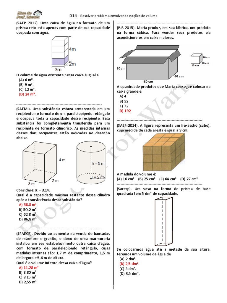 D14 (9º ANO - Mat.) - Blog Do Prof. Warles | PDF | Natureza