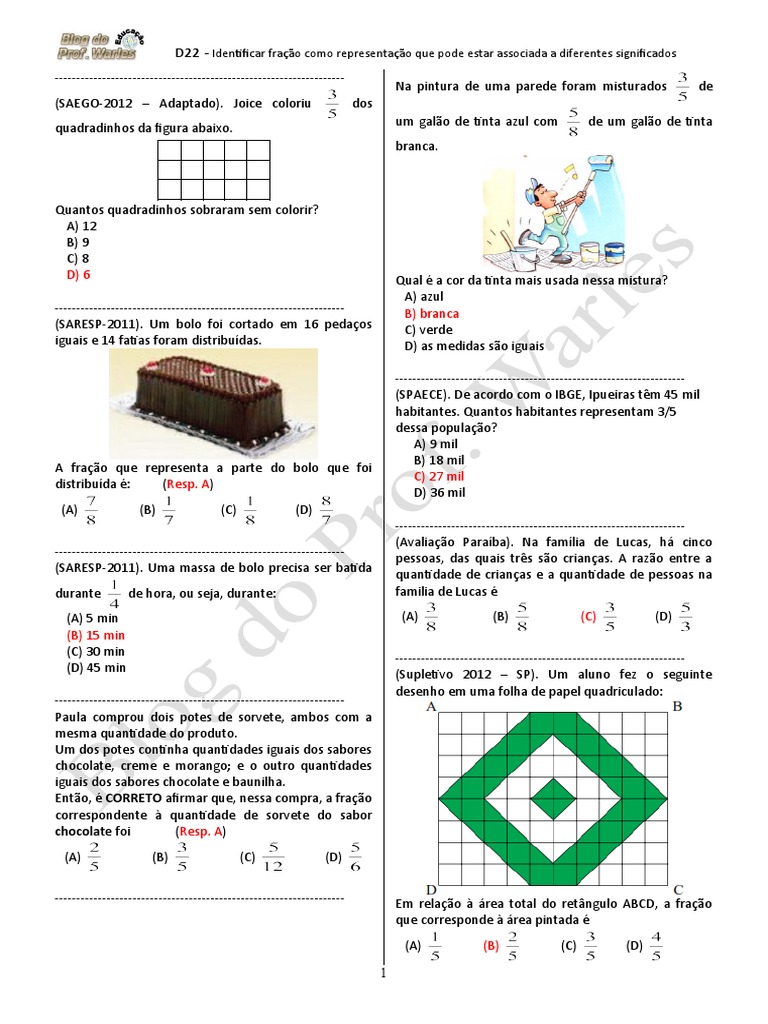 D22 (9º ANO - Mat.) - Blog Do Prof. Warles | PDF | Número racional