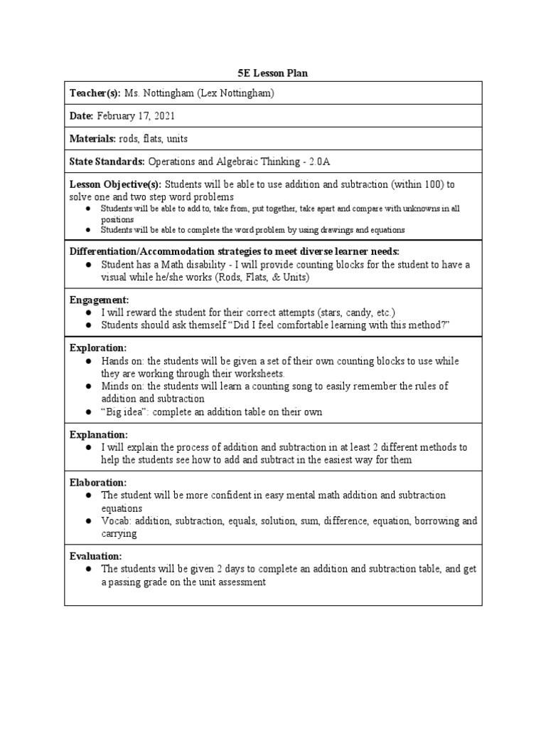 5e Lesson Plan | PDF | Career & Growth | Teaching Methods & Materials