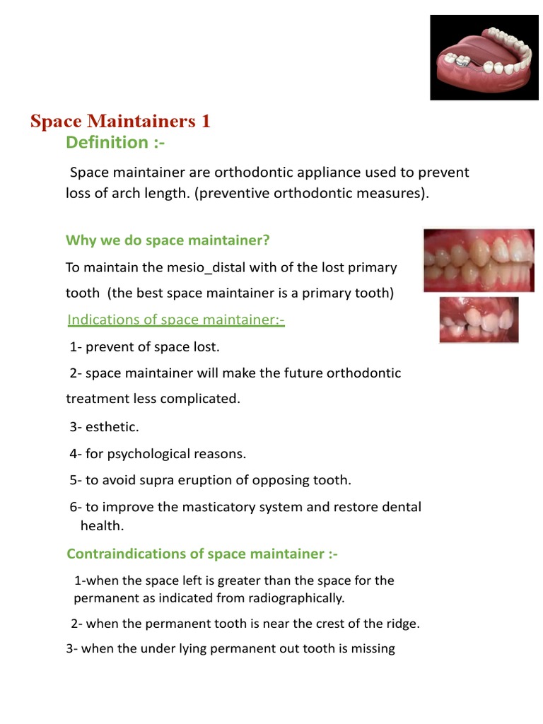 Space Maintainers 1 Definition PDF Orthodontics Dentistry Branches