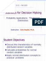 Statistics For Decision Making: Probability Applications: The Normal Distribution