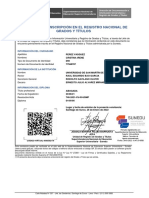 Constancia de Inscripción en El Registro Nacional de Grados y Titulos Sunedu