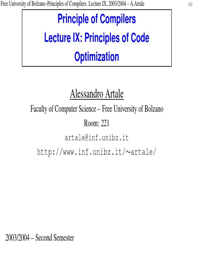 Principles of Code Optimization | PDF | Program Optimization | Control Flow