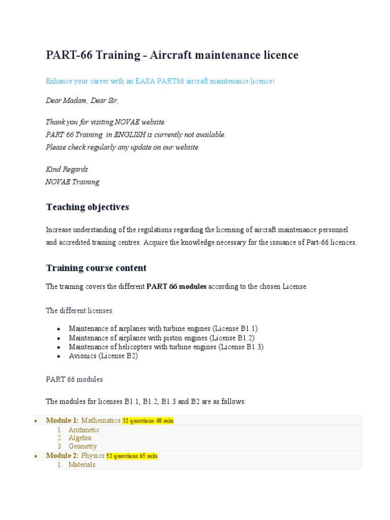 EASA Part 66 Aircraft Maintenance Training | PDF | Electronics | Engines
