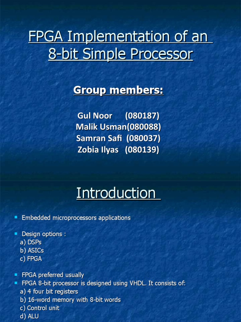 FPGA Implementation of An 8-Bit Simple Processor | PDF | Computer ...