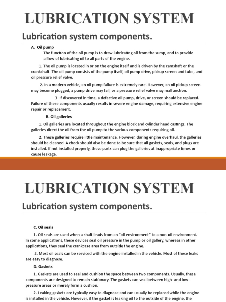 Component of Lubrication System PDF Lubricant Mechanical Engineering