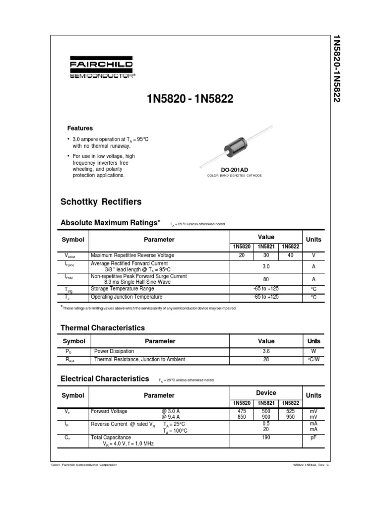 Schottky Rectifiers Absolute Maximum Ratings PDF Rectifier