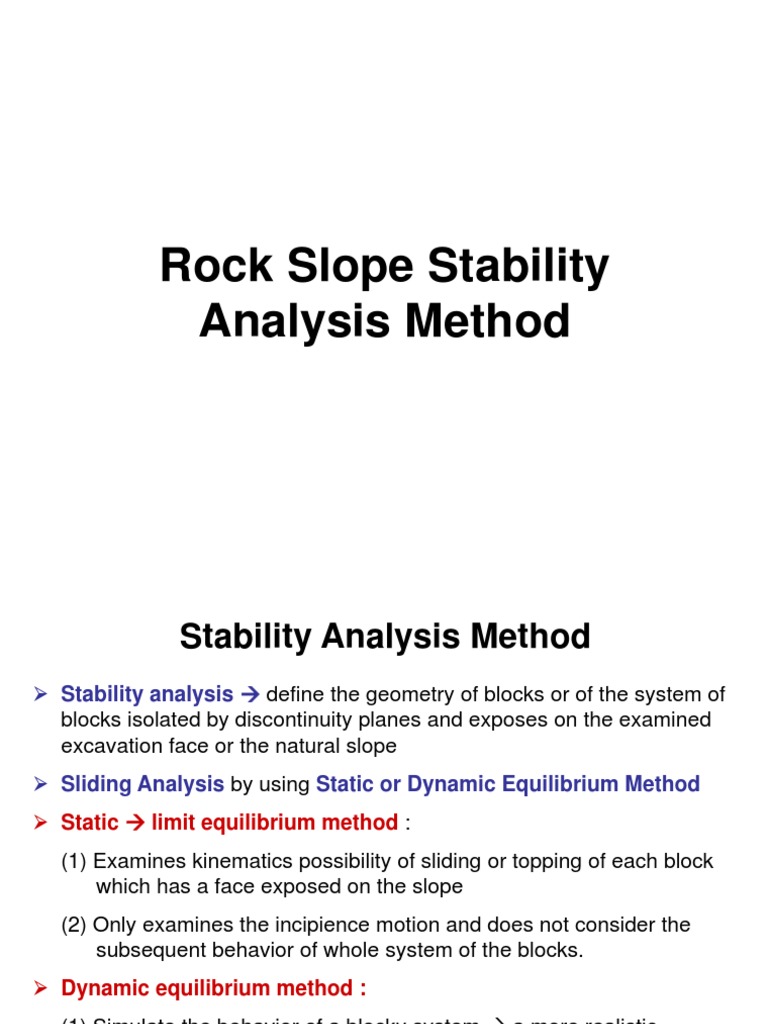 Rock Slope Stability Analysis Methods | PDF | Mechanics | Classical ...