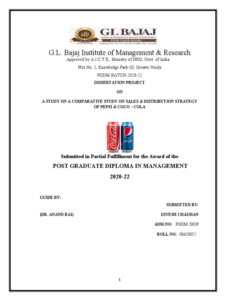 Desertation Report | PDF | Pepsi Co | Marketing