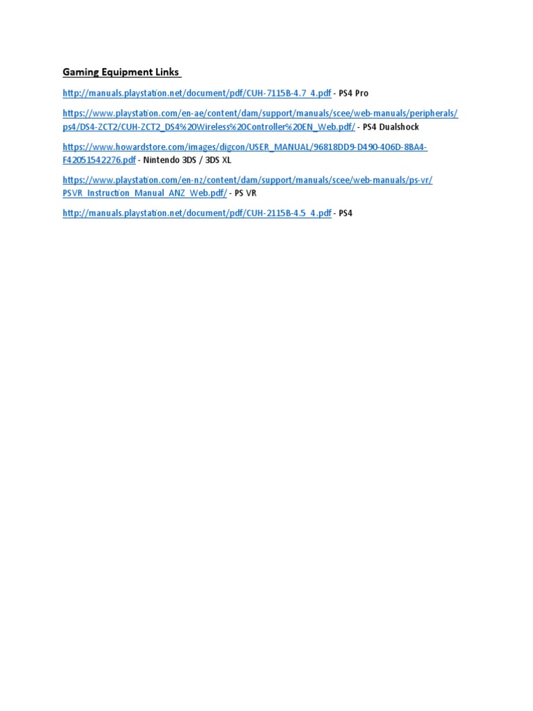 Gaming Equipment User Manuals Links | PDF | Computers | Technology ...