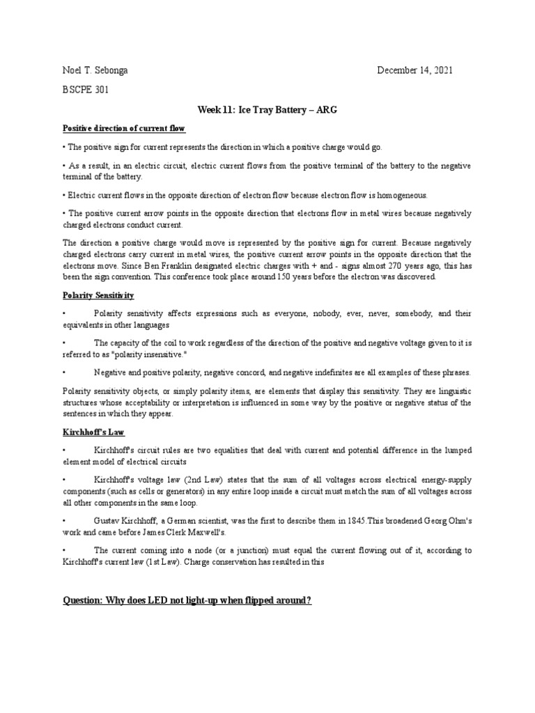 Ice Tray Battery ARG SebongaNoel PDF Voltage Electrical Network