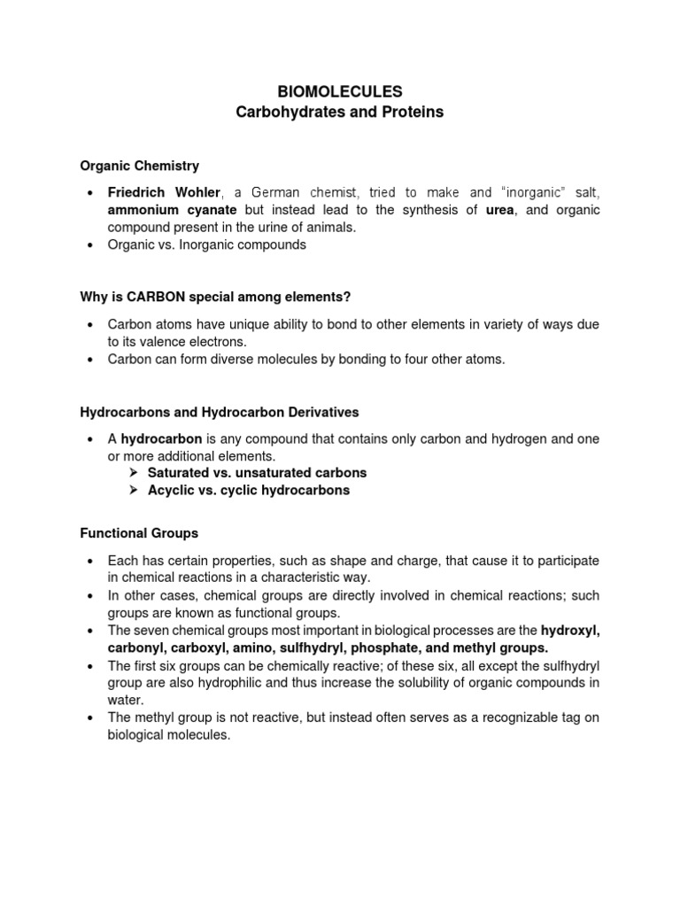Biomolecules - Carbohydrates and Proteins | PDF | Polysaccharide ...