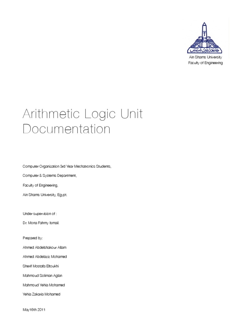 ALU Project Documentation | PDF | Central Processing Unit | Logic Gate