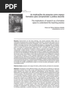As Implicacoes Da Pesquisa Como Espaco Formativo Para Com Preen Der a Pratica Docente