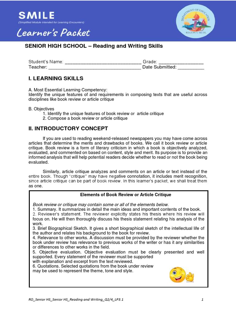 Senior High School - Reading and Writing Skills | PDF | Books | Author
