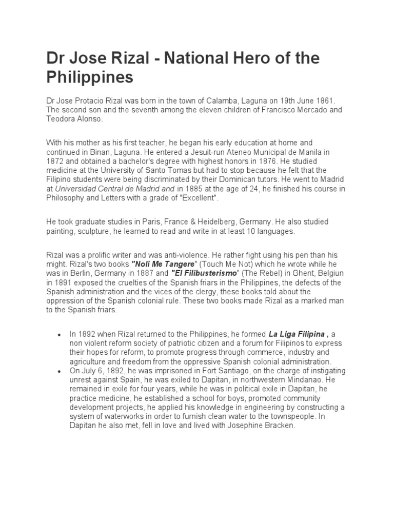 Basic Background About Jose Rizal | PDF | Philippines