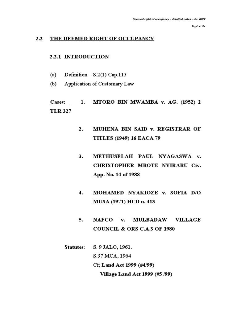 28 Customary Land Law in Tanzania PDF Jurisdiction License